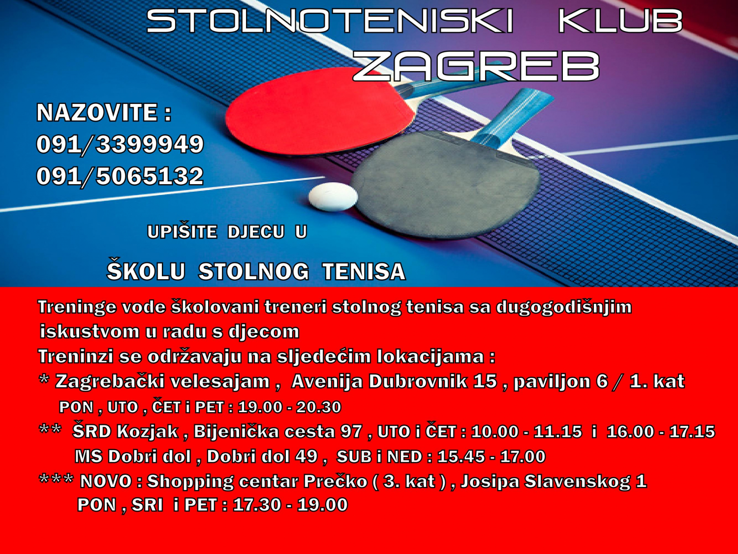 Upis u stolnotenisku školu